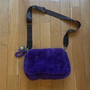 Parfois Purple Faux Fur Crossbody Bag